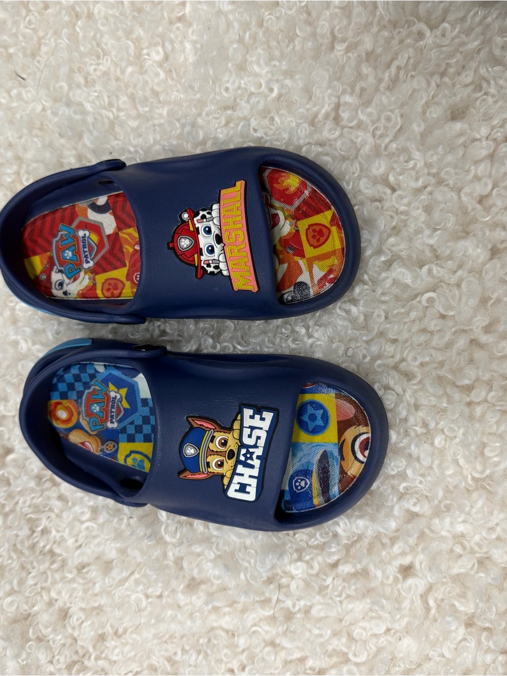 Paw Patrol Navy Blue Slide Sandals with Chase & Marshall Graphics